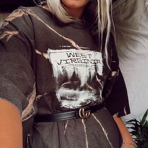 Bleach dyed t shirt West Virginia spooky